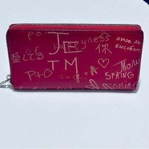 Balenciaga Red Leather Blackout AJ Graffiti Wallet